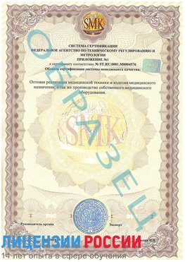 Образец сертификата соответствия (приложение) Березовский Сертификат ISO 13485